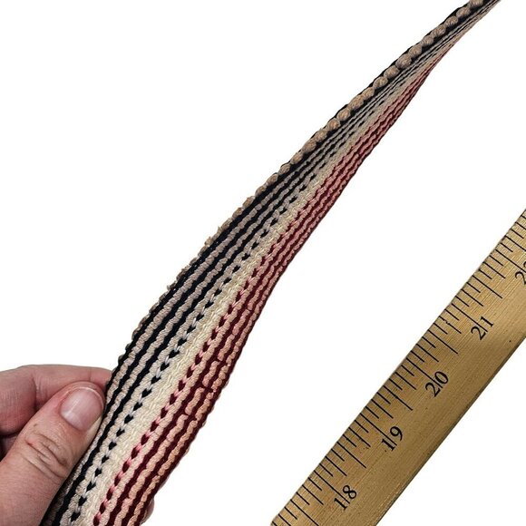 Vintage Leather & Woven Fabric Belt With metal Buckle sz 34 red white blue - Picture 14 of 15